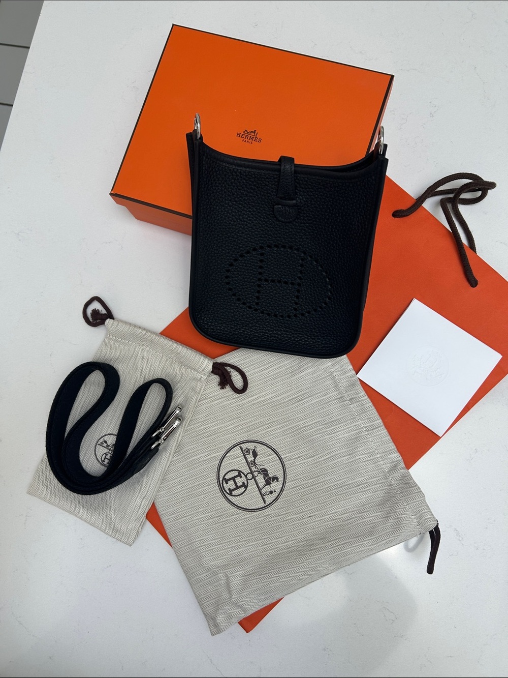 Hermes Black Mini Evelyne TPM Crossbody Bag